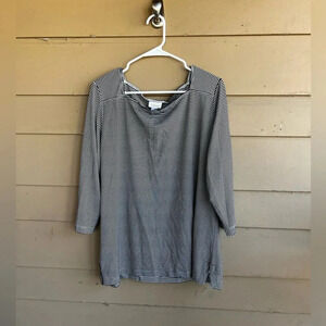 Chico's Striped Modest 3/4 Sleeve Long Sleeve Top - Size 3 (XL)